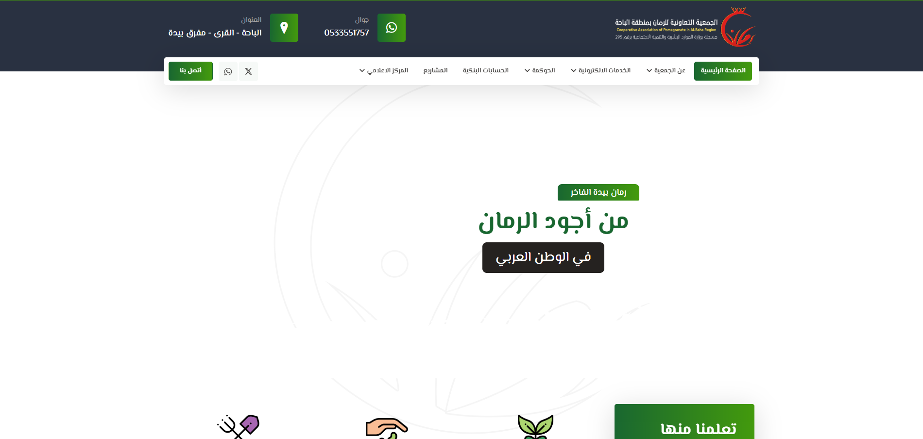 الجمعية التعاونية للرمان بالباحة (لقطة شاشة للموقع)