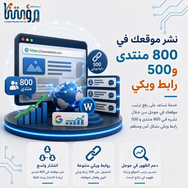 نشر موقعك في 800 منتدي و500 رابط ويكي